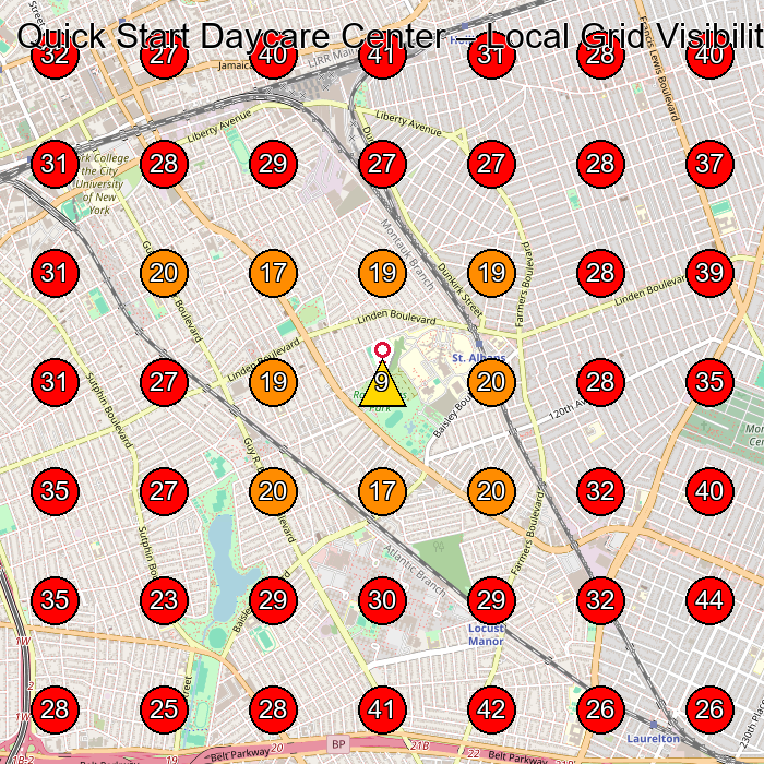 Quick Start Daycare Center GeoGrid visibility map for Kindergarten in Jamaica